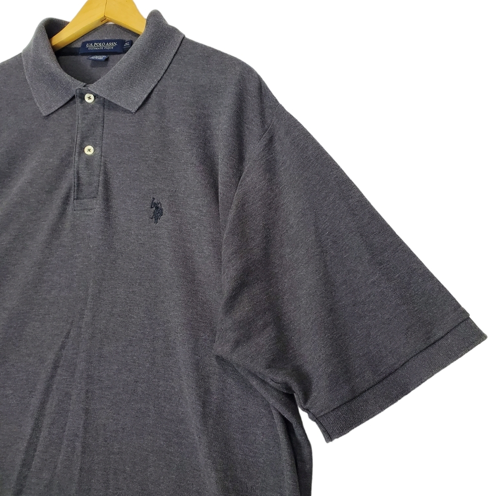 US Polo Association - Men's Charcoal Gray Short Sleeve Polo Shirt Size 2XL - Picture 2 of 16